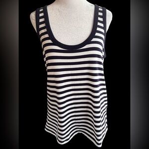Banana Republic Women’s Black and White Striped Sleeveless Tank Top